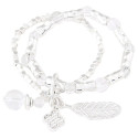 Armband Set für Damen "Feather & Glass" silberfarben