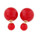 Ohrringe für Damen "Doppelperle" in rot und gold