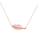 Halskette für Damen mit Blattanhänger in rosé