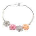 Halskette für Damen "Pearls & Roses" in silber