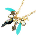 Halskette für Damen "Papagei" in gold und türkis