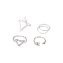 Midi Ring Set für Damen "Glitzer" silberfarben 