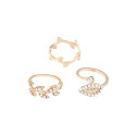 Midi Ring Set für Damen "Leaves" goldfarben