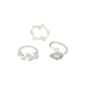 Midi Ring Set für Damen "Leaves" silberfarben 