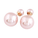 Ohrringe für Damen "Doppelperle" in rosa und gold