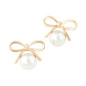 Ohrringe für Damen "Pearl & Bow" goldfarben