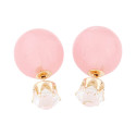 Ohrringe für Damen "Doppelperle" in rosa mit Stein