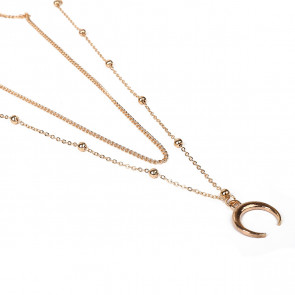 Halskette für Damen goldfarben zweireihig mit Halbmond-Bild 1