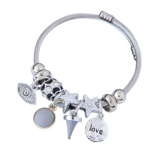 Charm Armband für Damen in silber mit Love Anhänger