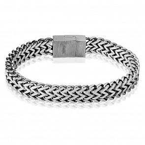 Herren Edelstahl Armband breit in silber