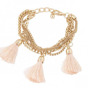 Tassel Armband in gold mit rosa Quasten-Bild 1