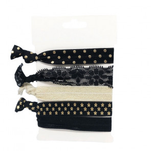 Elastisches Armbandset in schwarz mit Stern Print gold -Bild1