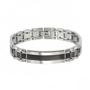 Herren Edelstahl Armband in silber mit schwarz in der Mitte