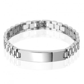 Herren Edelstahl Armband in silber mit Gravurplatte