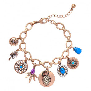 Charm Armband "Bangkok" rosegoldfarben mit vielen Anhängern-Bild 1