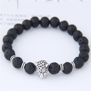 Armband "Black Marble" mit Leoparden Detail