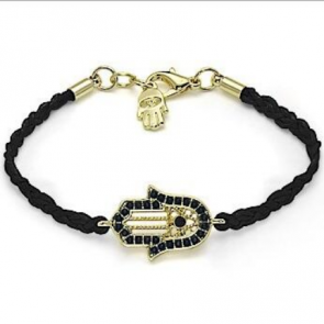 Armband schwarz mit goldfarbener Hamsahand