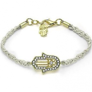 Armband weiss mit goldfarbener Hamsahand