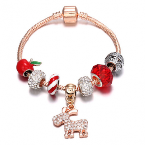 Charm Armband "Christmas Rudolph" rosegoldfarben