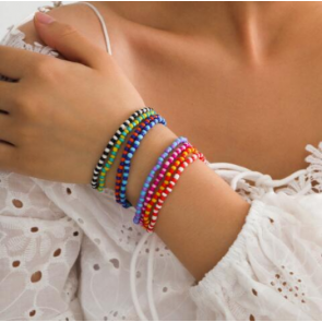 Buntes achtteiliges Armband Set im Bohemian Style 