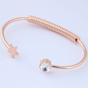 Armreif für Damen "Rope, Crystal, Star" rosegoldfarben