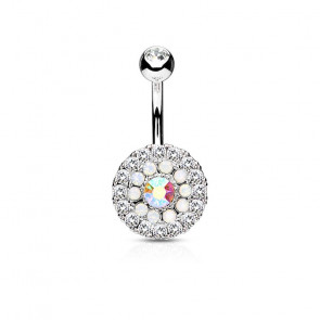 Bauchnabelpiercing Kreis silberfarben mit Strass 