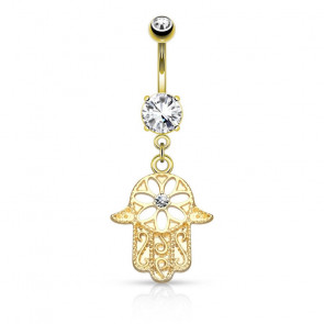 Vergoldetes Bauchnabelpiercing Hand der Fatima