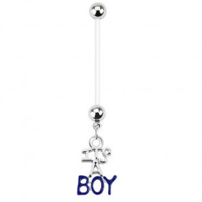 Bauchnabelpiercing Bioflex "It`s a Boy" blau & silberfarben - Bild1