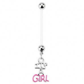 Bauchnabelpiercing Bioflex "It`s a Girl" pink & silberfarben - Bild1