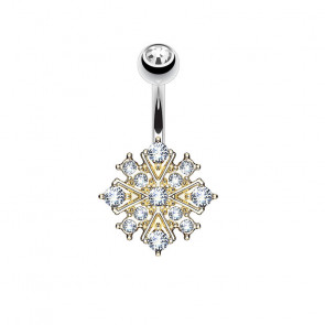 Bauchnabelpiercing goldfarben mit Strass und Ornament