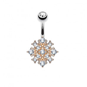 Bauchnabelpiercing rosègoldfarben mit Strass und Ornament