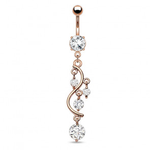 Glamour Bauchnabelpiercing in roségold mit hellem Strass