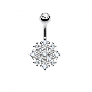 Bauchnabelpiercing silberfarben mit Strass und Ornament