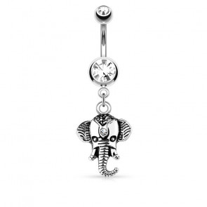 Bauchnabelpiercing in silber mit Elefant Anhänger