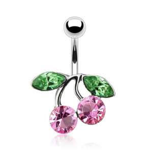 Kirsch Bauchnabelpiercing in silber und rosa