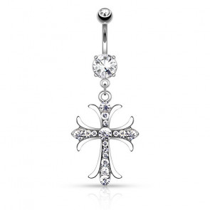 Bauchnabelpiercing Glamour Kreuz in silber