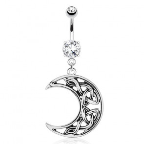 Bauchnabelpiercing in silber mit süssem Mond Anhänger