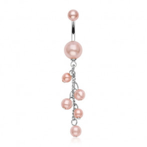 Perlen Bauchnabelpiercing mit Anhänger und rosa Perlen