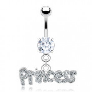 Bauchnabelpiercing silberfarben mit Princess Schriftzug