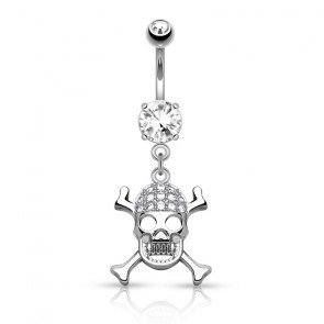 Bauchnabelpiercing Glamour Totenkopf in silber