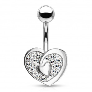 Bauchnabelpiercing "Crystal Heart" Herz mit Kristallen silberfarben-Bild 1