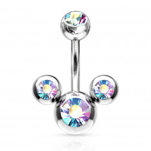 Bauchnabelpiercing silberfarben "Mouse" regenbogenfarben