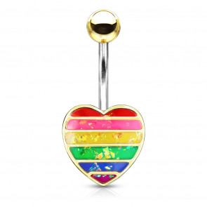 Bauchnabelpiercing "Rainbow Heart" silber-/goldfarben mit Glitzeroptik-Bild 1