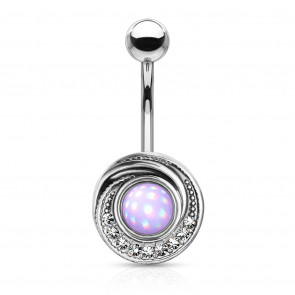 Bauchnabelpiercing silberfarben mit holografischem Stein lila-Bild 1