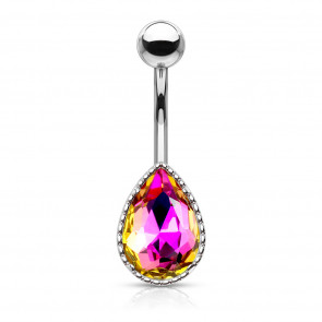 Bauchnabelpiercing "Tear Drop" silberfarben mit lila Kaleidoskopstein-Bild 1