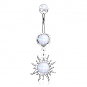 Bauchnabelpiercing Tribal Sun silberfarben mit Opal-Bild 1