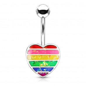 Bauchnabelpiercing "Rainbow Heart" silberfarben mit Glitzeroptik-Bild 1