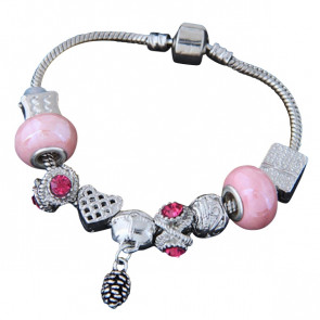 Charm Armband silberfarben mit rosa Parts