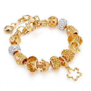 Damen Armband "Queen" goldfarben mit Charms und Zirkoniasteinen-Bild1