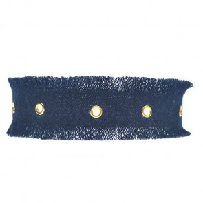 Denim Choker Kette mit goldenen Kreisen-Bild 1